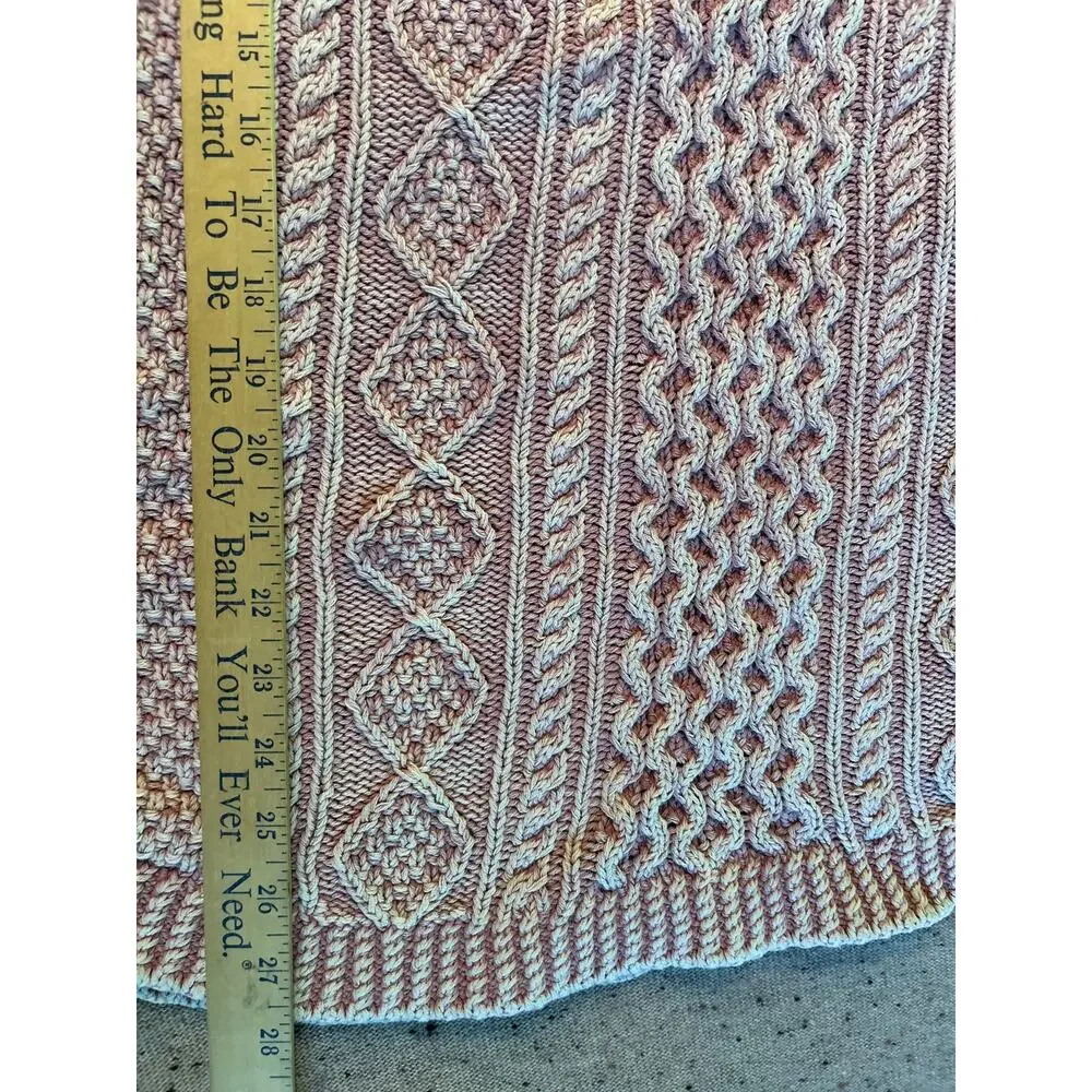 LL Bean Signature Heavy Washed Pink Cotton Cable Knit Tunic Sweater XL - Picture 6 of 6